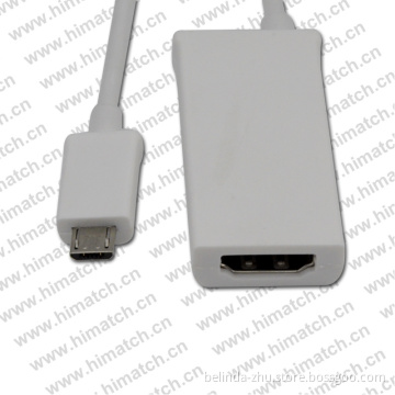White Color HDMI Female to Micro USB/Mhl Cable